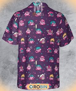 Kirby As Nintendo Game Characters Button Down Hawaiian Shirt