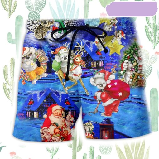 Koala Wants Merry Christmas Beach Short, Gift for Holiday Summer