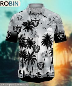 Las Vegas Raiders Aloha Palm Tree Hawaiian Shirt Las Vegas Raiders Aloha Palm Tree Hawaiian Shirt