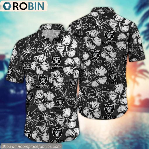 Las Vegas Raiders Hibiscus Tropical Pattern NFL Hawaiian Shirt