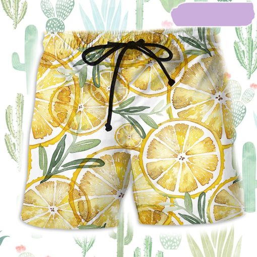 Lemon Basic Hot Summer Beach Short, Gift for Holiday Summer
