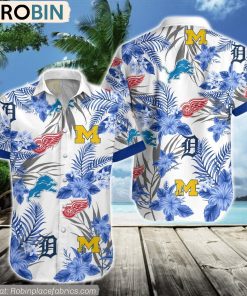 Light Blue Style Michigan Sports Hawaiian Shirt
