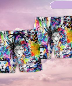 Lion Colorful Painting Cool Beach Short, Gift for Holiday Summer