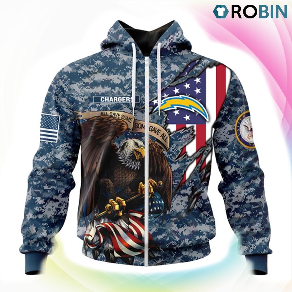 Los Angeles Chargers NFL Honor US Navy Veterans 3D Hoodie, Chargers Fan Shirt for Sale