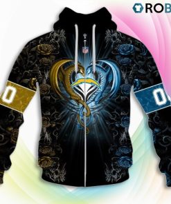 Los Angeles Chargers NFL Rose Dragon 3D Hoodie, Chargers Fan Shirt for Sale