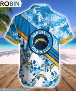 Los Angeles Chargers Watercolor Pattern Hibiscus Hawaiian Shirt Los Angeles Chargers Watercolor Pattern Hibiscus Hawaiian Shirt