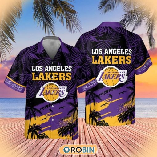Los Angeles Lakers Summer Outfit Hawaiian Button Shirt