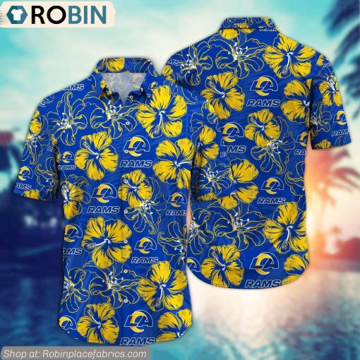 Los Angeles Rams Hibiscus Tropical Pattern NFL Hawaiian Shirt