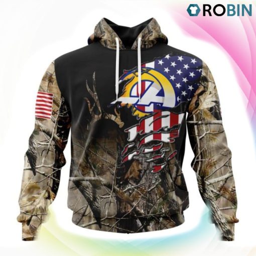 Los Angeles Rams Hunting Camo US Flag Style 3D Hoodie, Los Angeles Rams Shirt