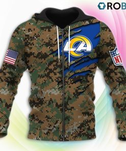 Los Angeles Rams NFL Honor US Marine Veterans 3D Hoodie, Los Angeles Rams Clothing