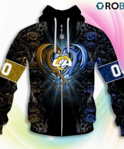 Los Angeles Rams NFL Rose Dragon 3D Hoodie, Rams Clothing