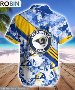 Los Angeles Rams Watercolor Pattern Hibiscus Hawaiian Shirt Los Angeles Rams Watercolor Pattern Hibiscus Hawaiian Shirt