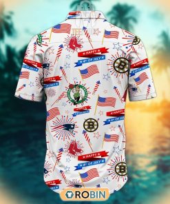 Massachusetts  Sport Teams Happy 4th Of July Boston Bruins Celtics Red Sox Hawaiian Shirt
