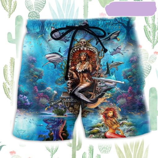 Mermaid Beautiful And Skull Summer Beach Short, Gift for Holiday Summer