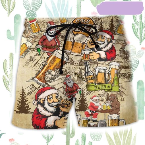 Merry Xmas Love Beer Beach Short, Gift for Holiday Summer