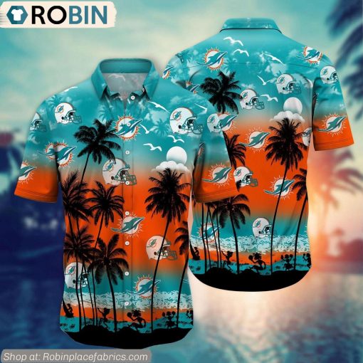 Miami Dolphins Aloha Palm Tree Hawaiian Shirt