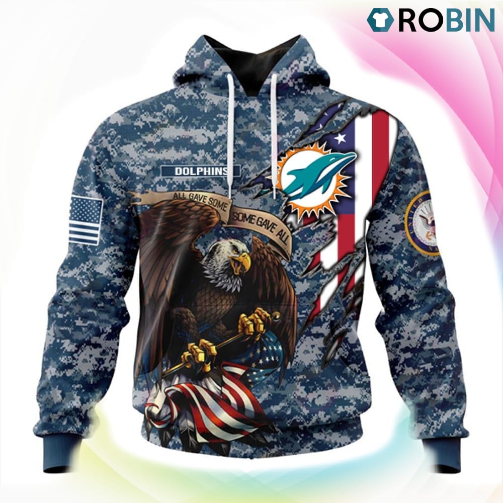 Miami Dolphins NFL Honor US Navy Veterans 3D Hoodie, Miami Dolphins Clothing