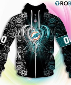 Miami Dolphins NFL Rose Dragon 3D Hoodie, Dolphins Gifts for Fans