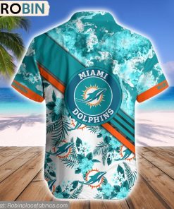 Miami Dolphins Watercolor Pattern Hibiscus Hawaiian Shirt