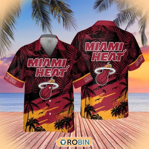 Miami Heat Summer Outfit Hawaiian Button Shirt