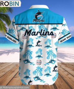 Miami Marlins Palm Island Pattern MLB Hawaiian Shirt