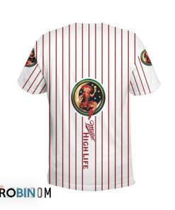 Miller High Life White Vertical Striped 3D All Over Printed T-Shirt