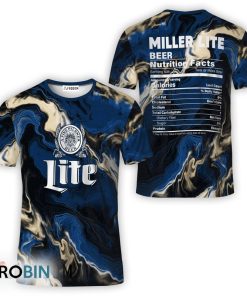 Miller Lite Blue Abstract Liquid Marble All Over Printed T-Shirt