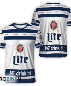 Miller Lite White Just Drink It All Over Printed T-Shirt
