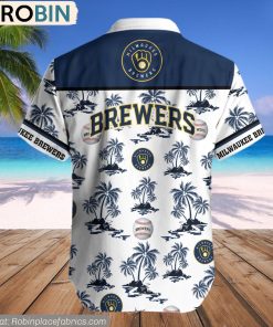 Milwaukee Brewers Palm Island Pattern MLB Hawaiian Shirt Milwaukee Brewers Palm Island Pattern MLB Hawaiian Shirt