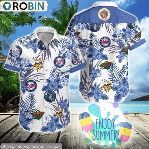 Minnesota Sports, Minnesota Vikings, Twins, Timberwolves, Wild Hawaiian Shirt