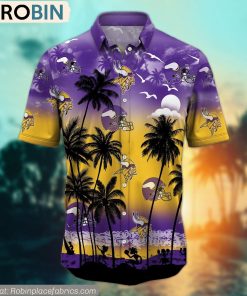 Minnesota Vikings Aloha Palm Tree Hawaiian Shirt