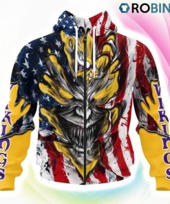 Minnesota Vikings Demon Face Design 3D Hoodie, Vikings Apparel