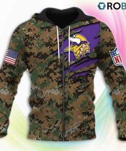Minnesota Vikings NFL Honor US Marine Veterans 3D Hoodie, Vikings Unique Gifts