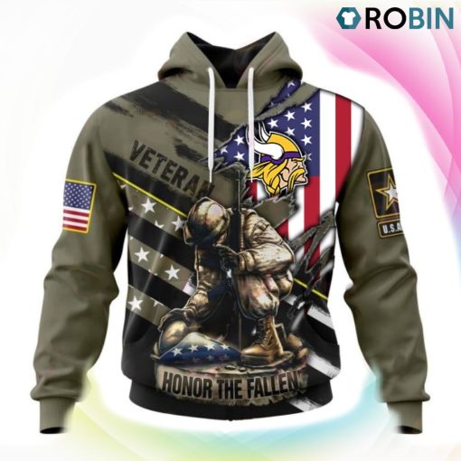 Minnesota Vikings NFL Honor Veterans And Their Families 3D Hoodie, Vikings Team Gifts