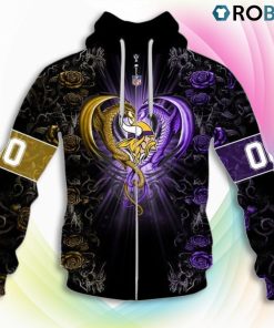 Minnesota Vikings NFL Rose Dragon 3D Hoodie, Minnesota Vikings Merch