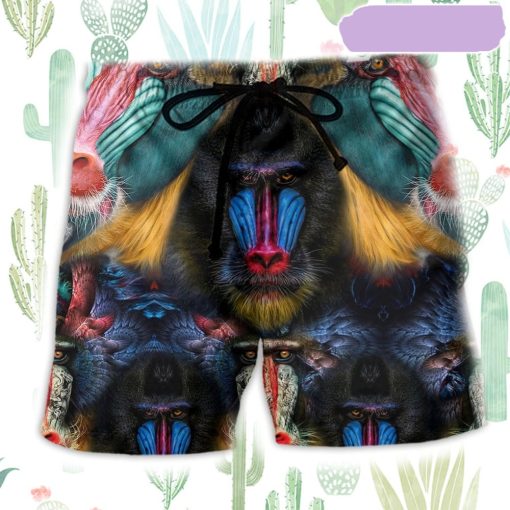 Monkey Mandrill Amazing Color Beach Short, Gift for Holiday Summer