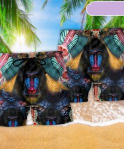 Monkey Mandrill Amazing Color Beach Short, Gift for Holiday Summer