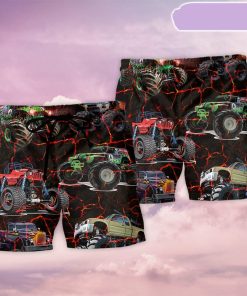Monster Truck Lava Style Beach Short, Gift for Holiday Summer