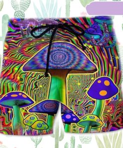 Mushroom Love Color Hippie Beach Short, Gift for Holiday Summer