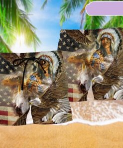 Native American Proud Eagle Beach Short, Gift for Holiday Summer Native American Proud Eagle Beach Short, Gift for Holiday Summer