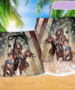 Native Horses Protect Place Beach Short, Gift for Holiday Summer