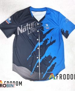 Natural Light Beer Metal Crack Pattern Baseball Jersey Shirt Style