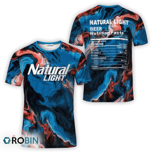 Natural Light Blue Abstract Liquid Marble All Over Printed T-Shirt