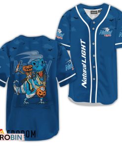 Natural Light Blue Halloween Dinosaur Baseball Jersey Shirt Style