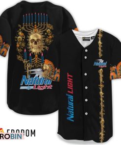 Natural Light Golden Skull And Pumpkin Baseball Jersey Shirt Style