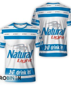 Natural Light White Just Drink It All Over Printed T-Shirt