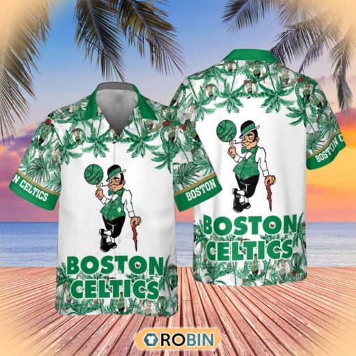 NBA Boston Celtics Special Palm Trees Hawaiian Button Shirt