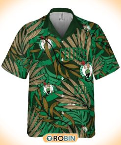 NBA Boston Celtics Tropical Palm Leaves Hawaiian Button Shirt NBA Boston Celtics Tropical Palm Leaves Hawaiian Button Shirt