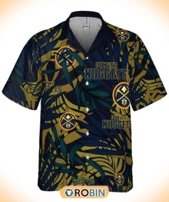 NBA Denver Nuggets Tropical Palm Leaves Hawaiian Button Shirt