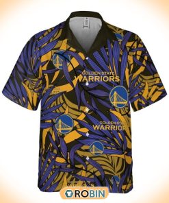 NBA Golden State Warriors Tropical Palm Leaves Hawaiian Button Shirt